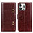 Custodia Portafoglio In Pelle Cover con Supporto T10 per Apple iPhone 13 Pro Max Marrone