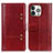 Custodia Portafoglio In Pelle Cover con Supporto T10 per Apple iPhone 13 Pro Max Rosso
