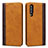Custodia Portafoglio In Pelle Cover con Supporto T10 per Huawei P30 Arancione