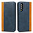 Custodia Portafoglio In Pelle Cover con Supporto T10 per Huawei P30 Blu
