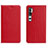 Custodia Portafoglio In Pelle Cover con Supporto T16 per Xiaomi Mi Note 10 Rosso
