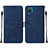 Custodia Portafoglio In Pelle Cover con Supporto Y01B per Samsung Galaxy M12 Blu