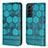 Custodia Portafoglio In Pelle Cover con Supporto Y01B per Samsung Galaxy S21 FE 5G Ciano