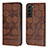 Custodia Portafoglio In Pelle Cover con Supporto Y01B per Samsung Galaxy S23 5G Marrone