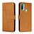 Custodia Portafoglio In Pelle Cover con Supporto Y01X per Motorola Moto E20 Marrone Chiaro