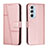 Custodia Portafoglio In Pelle Cover con Supporto Y01X per Motorola Moto Edge X30 5G Oro Rosa