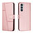 Custodia Portafoglio In Pelle Cover con Supporto Y01X per Motorola Moto G200 5G Oro Rosa