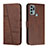 Custodia Portafoglio In Pelle Cover con Supporto Y01X per Motorola Moto G60s Marrone