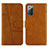 Custodia Portafoglio In Pelle Cover con Supporto Y01X per Samsung Galaxy Note 20 5G Marrone Chiaro