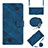 Custodia Portafoglio In Pelle Cover con Supporto Y02B per Motorola Moto E32 Blu