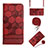 Custodia Portafoglio In Pelle Cover con Supporto Y03B per Apple iPhone 14 Pro Rosso Rosa