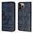 Custodia Portafoglio In Pelle Cover con Supporto Y04B per Apple iPhone 13 Pro Blu