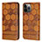 Custodia Portafoglio In Pelle Cover con Supporto Y04B per Apple iPhone 14 Pro Max Marrone Chiaro