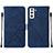 Custodia Portafoglio In Pelle Cover con Supporto Y07B per Samsung Galaxy S21 5G Blu