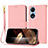 Custodia Portafoglio In Pelle Cover con Supporto Y09X per Oppo A17 Oro Rosa