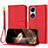 Custodia Portafoglio In Pelle Cover con Supporto Y09X per Oppo A17 Rosso