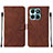 Custodia Portafoglio In Pelle Cover con Supporto YB2 per Huawei Honor X8b Marrone