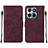 Custodia Portafoglio In Pelle Cover con Supporto YB2 per Huawei Honor X8b Rosso