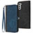 Custodia Portafoglio In Pelle Cover con Supporto YX1 per Samsung Galaxy S21 FE 5G Blu
