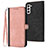 Custodia Portafoglio In Pelle Cover con Supporto YX1 per Samsung Galaxy S21 FE 5G Oro Rosa