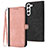 Custodia Portafoglio In Pelle Cover con Supporto YX1 per Samsung Galaxy S22 5G Oro Rosa