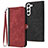 Custodia Portafoglio In Pelle Cover con Supporto YX1 per Samsung Galaxy S22 Plus 5G Rosso