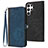 Custodia Portafoglio In Pelle Cover con Supporto YX1 per Samsung Galaxy S22 Ultra 5G Blu
