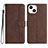 Custodia Portafoglio In Pelle Cover con Supporto YX2 per Apple iPhone 14 Marrone