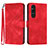 Custodia Portafoglio In Pelle Cover con Supporto YX2 per Sony Xperia 1 V Rosso