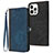 Custodia Portafoglio In Pelle Cover con Supporto YX3 per Apple iPhone 13 Pro Blu