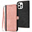 Custodia Portafoglio In Pelle Cover con Supporto YX3 per Apple iPhone 14 Pro Oro Rosa