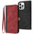 Custodia Portafoglio In Pelle Cover con Supporto YX3 per Apple iPhone 14 Pro Rosso