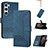 Custodia Portafoglio In Pelle Cover con Supporto YX4 per Samsung Galaxy S23 5G Blu