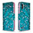 Custodia Portafoglio In Pelle Fantasia Modello Cover con Supporto B01F per Samsung Galaxy A01 SM-A015 Ciano