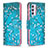 Custodia Portafoglio In Pelle Fantasia Modello Cover con Supporto B01F per Samsung Galaxy A82 5G Ciano