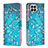 Custodia Portafoglio In Pelle Fantasia Modello Cover con Supporto B01F per Samsung Galaxy M33 5G Ciano
