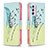 Custodia Portafoglio In Pelle Fantasia Modello Cover con Supporto B01F per Samsung Galaxy Quantum2 5G Verde Pastello