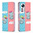 Custodia Portafoglio In Pelle Fantasia Modello Cover con Supporto B01F per Xiaomi Mi 12 Pro 5G Rosa