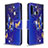 Custodia Portafoglio In Pelle Fantasia Modello Cover con Supporto B03F per Samsung Galaxy A21 Blu Notte