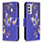 Custodia Portafoglio In Pelle Fantasia Modello Cover con Supporto B03F per Samsung Galaxy A82 5G Blu Notte