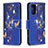 Custodia Portafoglio In Pelle Fantasia Modello Cover con Supporto B03F per Samsung Galaxy Note 20 5G Blu Notte
