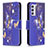 Custodia Portafoglio In Pelle Fantasia Modello Cover con Supporto B03F per Samsung Galaxy Quantum2 5G Blu Notte