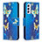Custodia Portafoglio In Pelle Fantasia Modello Cover con Supporto B03F per Samsung Galaxy Quantum2 5G Cielo Blu