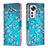 Custodia Portafoglio In Pelle Fantasia Modello Cover con Supporto B03F per Xiaomi Mi 12X 5G Ciano