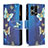 Custodia Portafoglio In Pelle Fantasia Modello Cover con Supporto B04F per Oppo F21 Pro 4G Blu