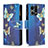 Custodia Portafoglio In Pelle Fantasia Modello Cover con Supporto B04F per Oppo Reno8 4G Blu