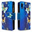 Custodia Portafoglio In Pelle Fantasia Modello Cover con Supporto B04F per Samsung Galaxy A20e Blu