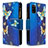 Custodia Portafoglio In Pelle Fantasia Modello Cover con Supporto B04F per Samsung Galaxy A41 Blu