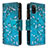 Custodia Portafoglio In Pelle Fantasia Modello Cover con Supporto B04F per Samsung Galaxy A41 Ciano