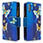 Custodia Portafoglio In Pelle Fantasia Modello Cover con Supporto B04F per Samsung Galaxy A70 Blu